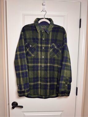 Dry Goods Green and Navy Plaid Button-Down Shirt
